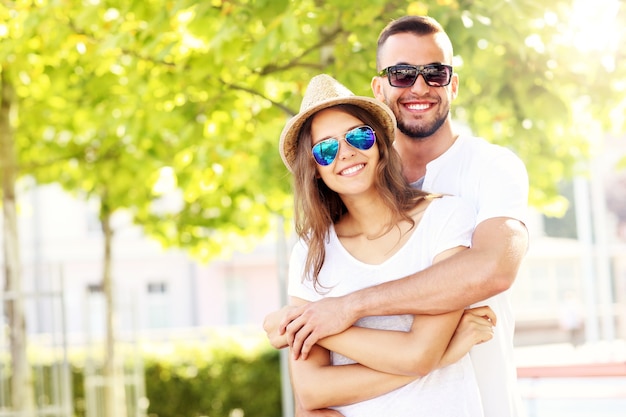 a romantic couple in the park