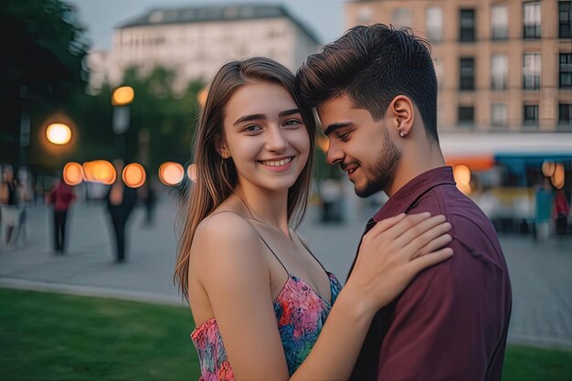 Romantic Couple in street