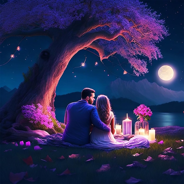 Premium Photo | Romantic couple valentines day wallpaper