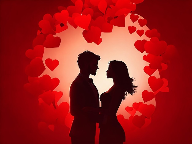 ハートのロマンチックなカップルのバレンタインの壁紙