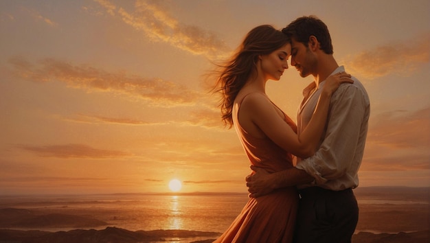 Romantic couple39s love Feelings in Sunset time