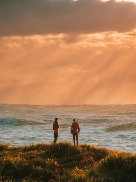 romantic couples holding hand afternoon sky