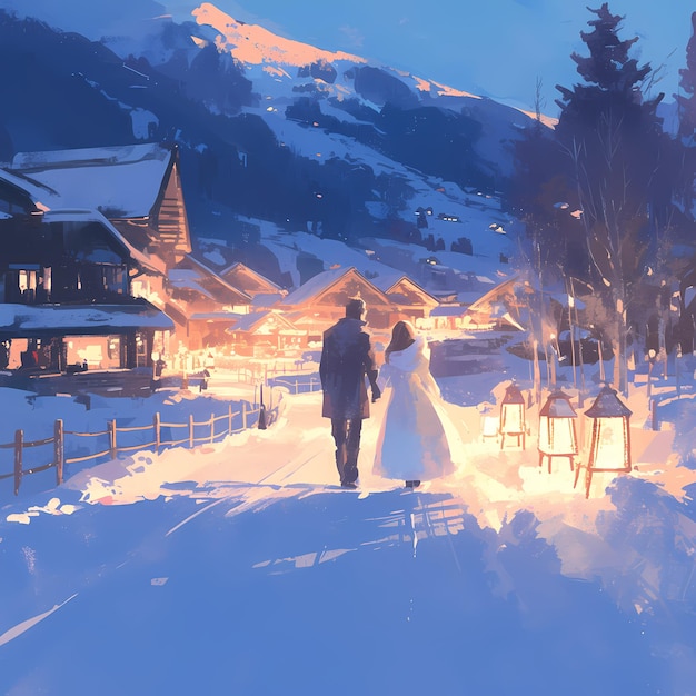 Romantic Couples Winter Walk