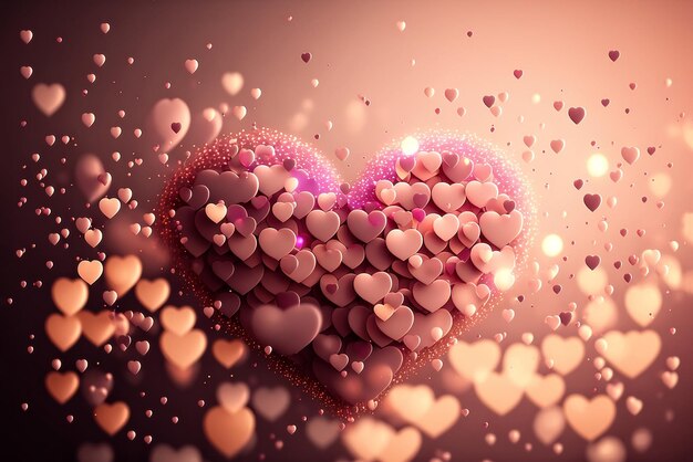 Romantic creative valentine's day background wit flying hearts light color palette Generative AI