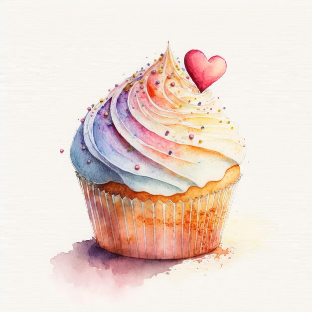 Photo romantic cupcake illustration for valentines day