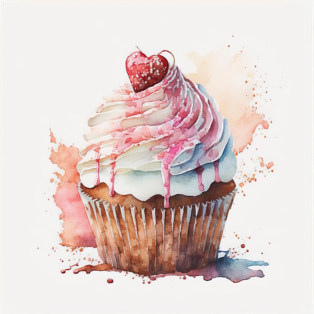 Romantic cupcake illustration for valentines day