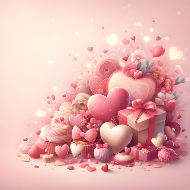 romantic Cute valentines day background with hearts and greeting message