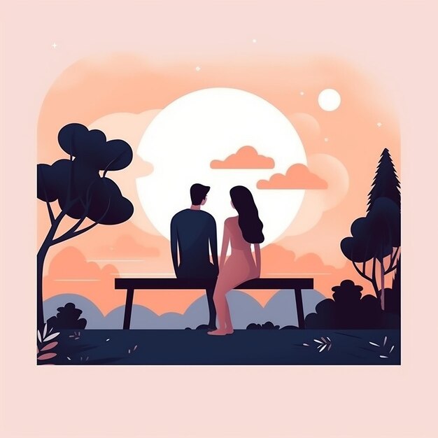 Photo romantic digital illustration