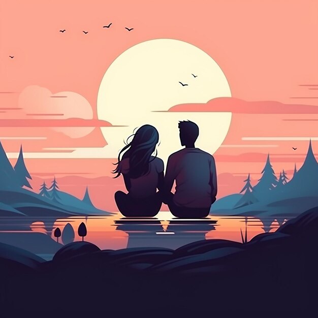 Photo romantic digital illustration