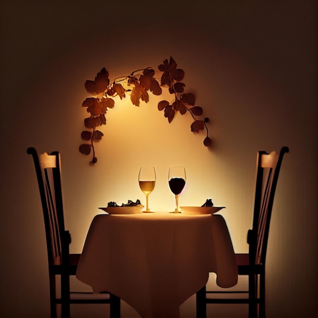 ロマンチックなディナー テーブル
