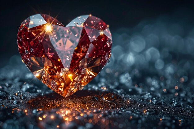 Романтическая элегантность алмаз в форме сердца на черном фоне