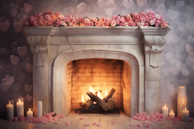 Romantic Fireplace Valentine Day background