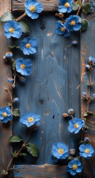 Photo romantic floral wooden backdrop generative ai