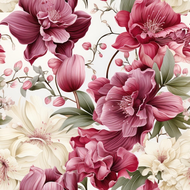 Романтические цветы Бесшовный фон из цветов орхидеи
