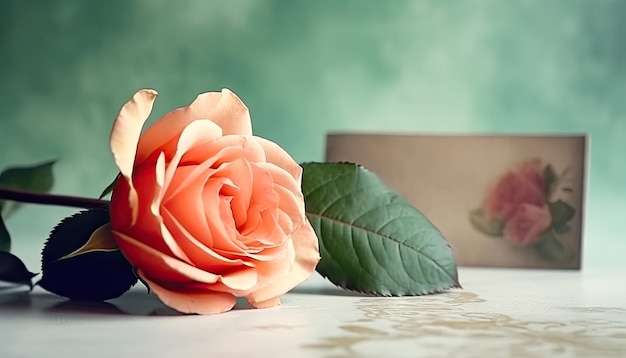 Romantic Gesture Greeting Card and Rose Generative AI