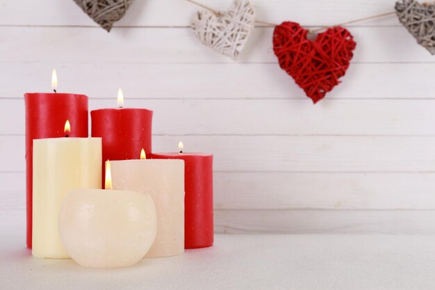 Romantic gift with candles, love concept