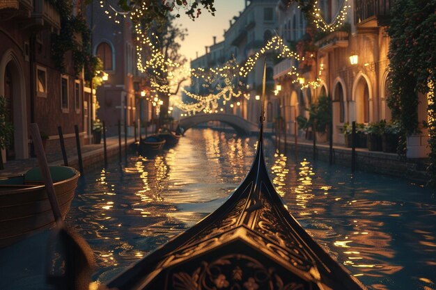 Photo romantic gondola ride through picturesque canals o
