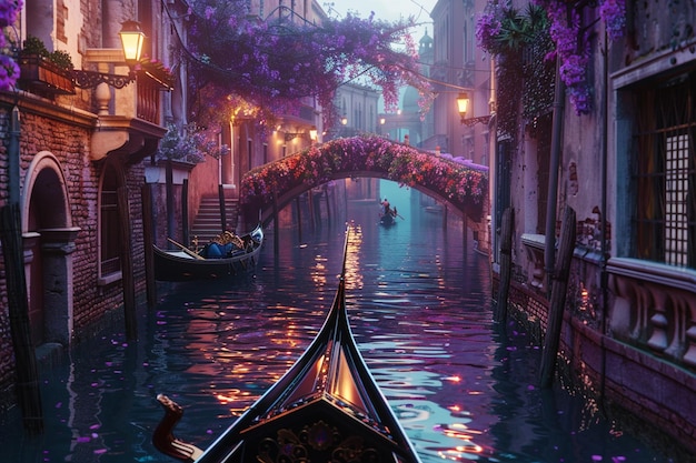 Photo romantic gondola rides along winding canals