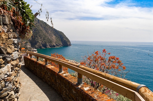 Romantic hiking trail in Cinque Terre Italy