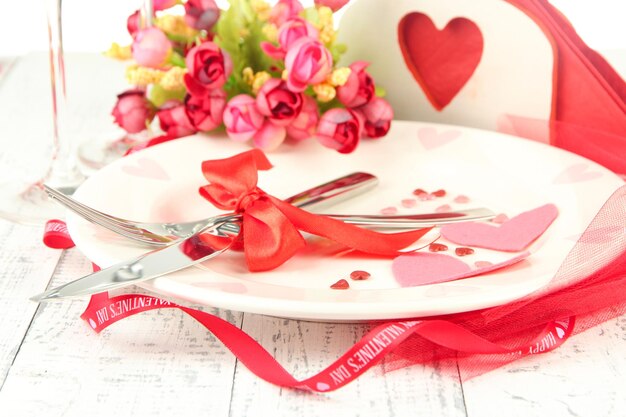 Romantic holiday table setting, close up