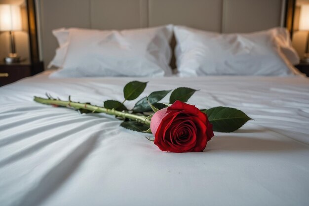 Photo romantic hotel room with rose