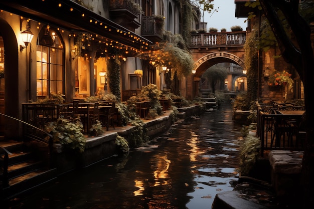 романтический пейзаж красивой Венеции на закате
