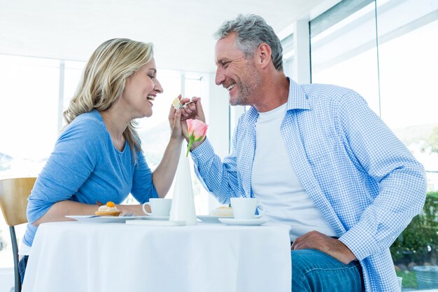 Romantic mature couple sitting