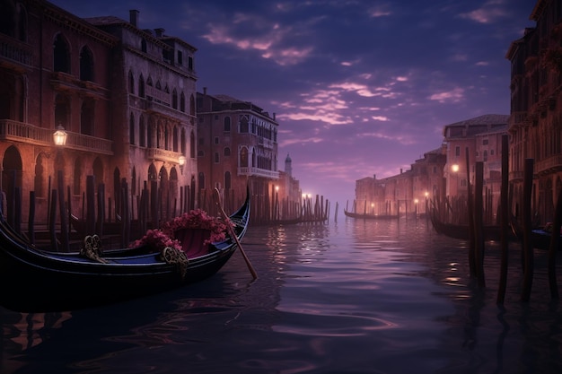 Romantic moonlit gondola ride through a city of lo 00099 02