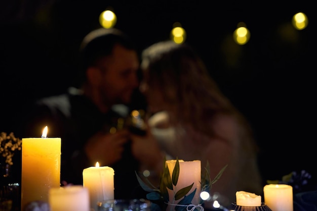 Romantic Night Date in Restaurant Romantic background