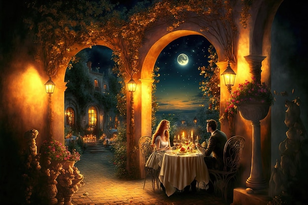 Romantic night for a lovely romantic couple