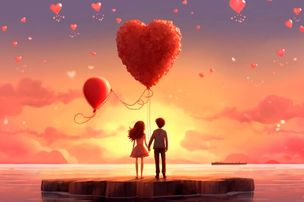 Romantic pair Valentine day concept