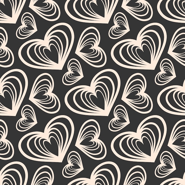 romantic pattern with cute cartoon hearts love background for february 14