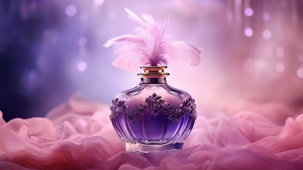 Romantic Perfume Bottle with Rose Petals Created with Generative AI