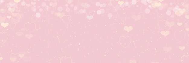 Photo romantic pink background with hearts large abstract banner