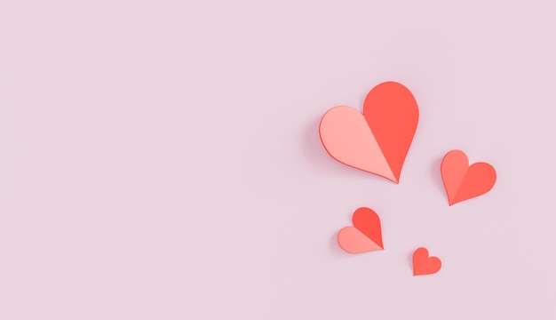 romantic pink coral paper hearts background love valentine s