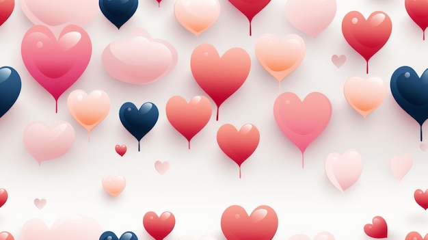 Photo romantic pink hearts on plain white background generative ai