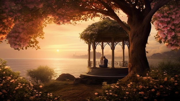 A romantic place at sunset