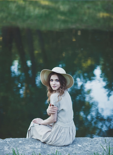 Romantic portrait of a girl in a hat