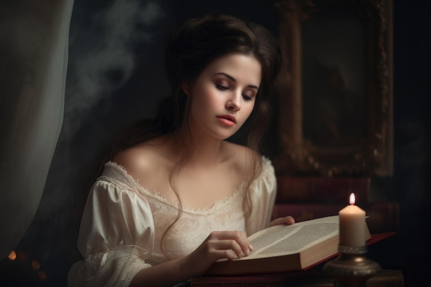 Romantic Portrait of a Woman in the Style of Classic Literature