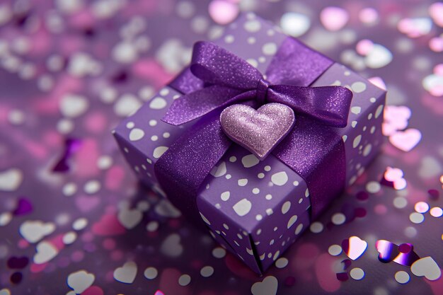 romantic purple gift box valentine day