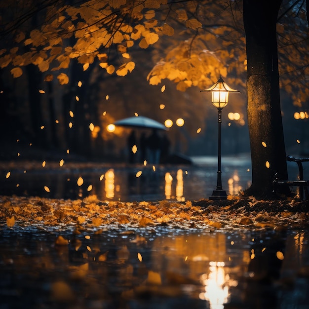 写真 ロマンチックな雨の秋の背景