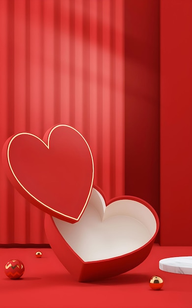 romantic red heart gift box