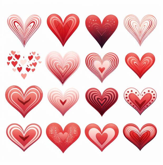 Romantic Red Hearts Fading Vector Set for Your Perfect Valentine's Day Design