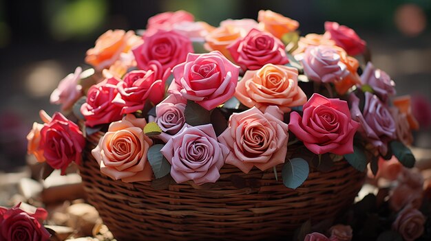 Foto romantica rosa rossa e rosa per il giorno di san valentino e il concetto d'amore