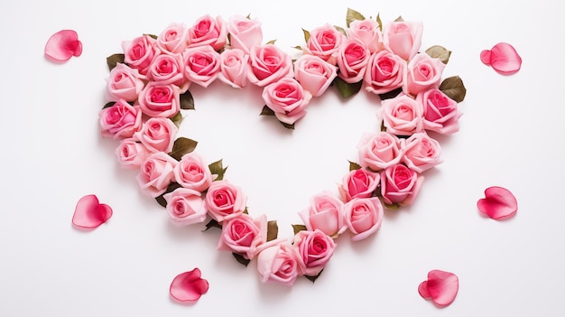 Foto rose rosse e rosa romantiche su sfondo bianco per san valentino, amore e celebrazione dell'amore