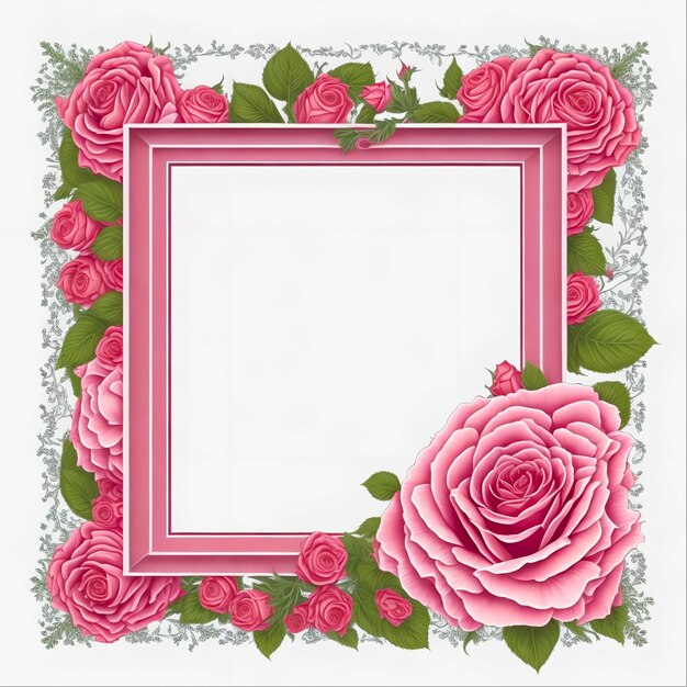 Premium Photo | Romantic Red Rose Square Frame Illustration for Wedding ...