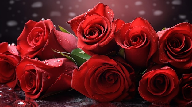 Romantic red roses bouquet for valentine's day