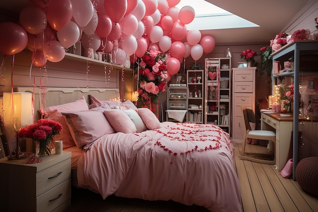 Romantic Refuge Bedroom Decorated with Roses for Valentine's Day