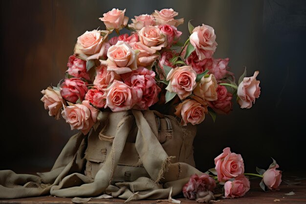 Romantic reminiscence vintage rose bouquet rose