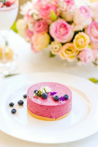 Romantic restaurant dessert food recipe concept. delicious cheesecake. banquet preparation